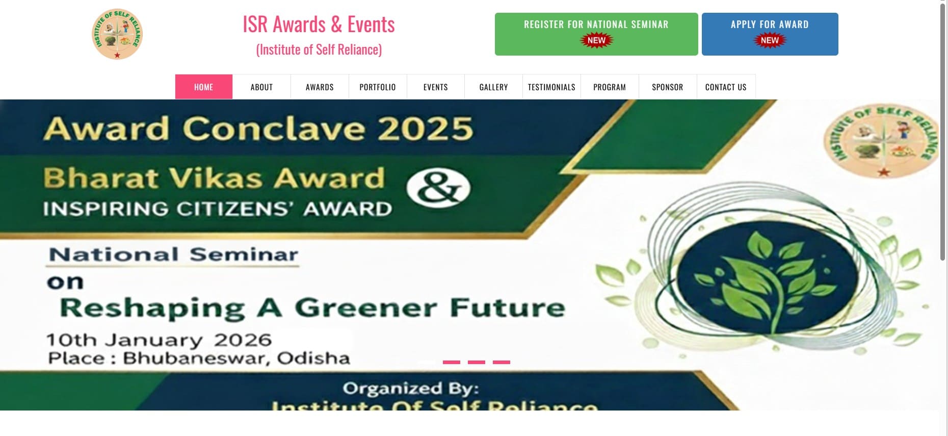ISR India Website Screenshot