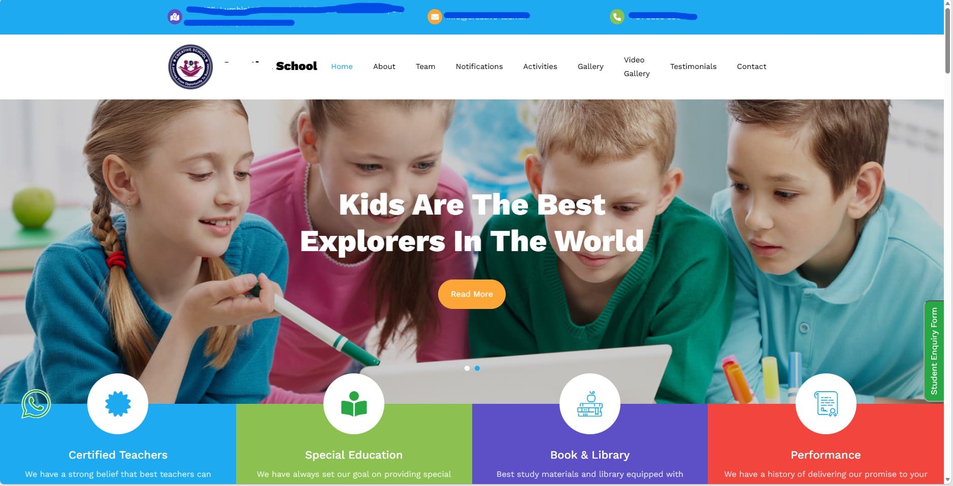 Creative Learn School Website Screenshot